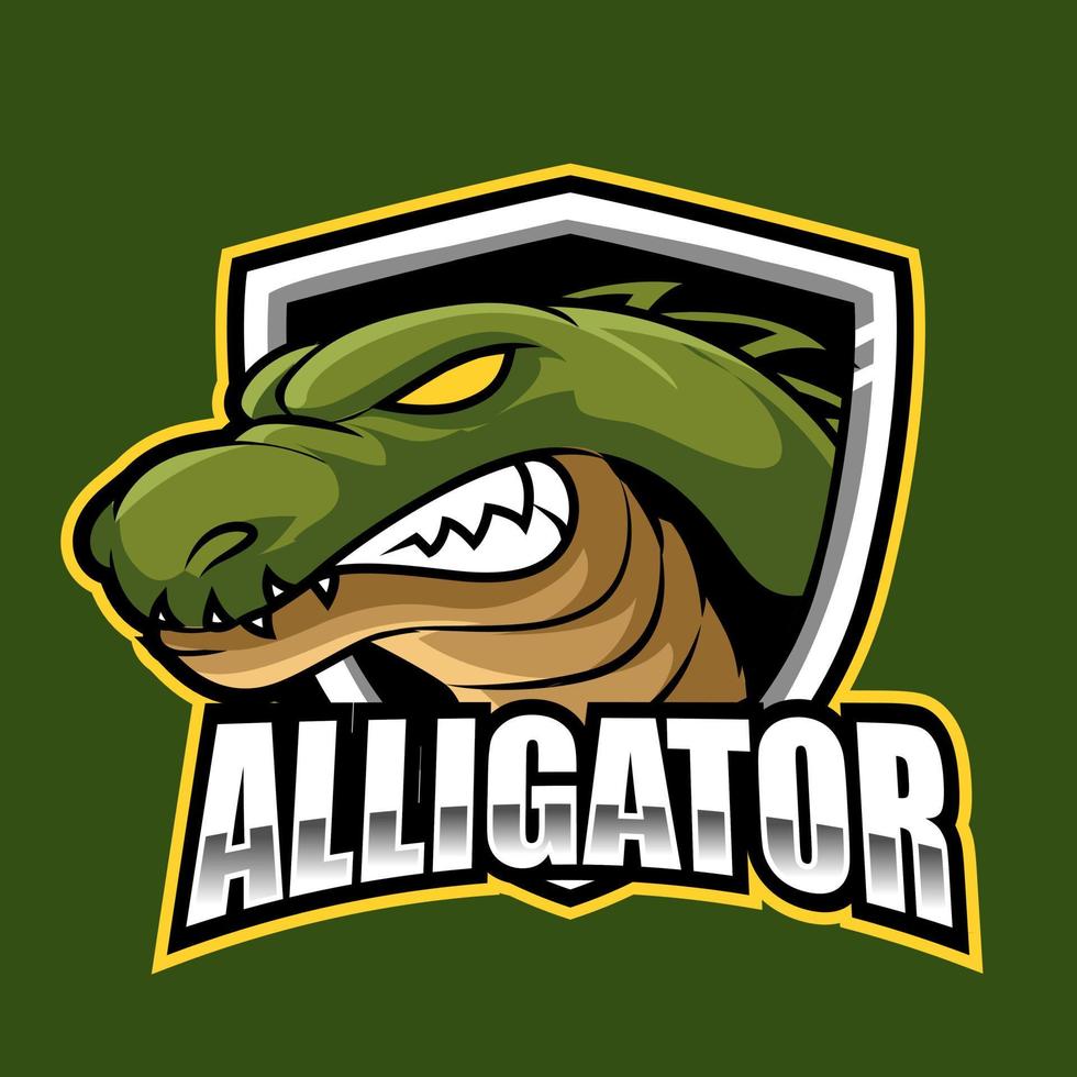 alligatore, mascotte esports logo illustrazione vettoriale per giochi e streamer