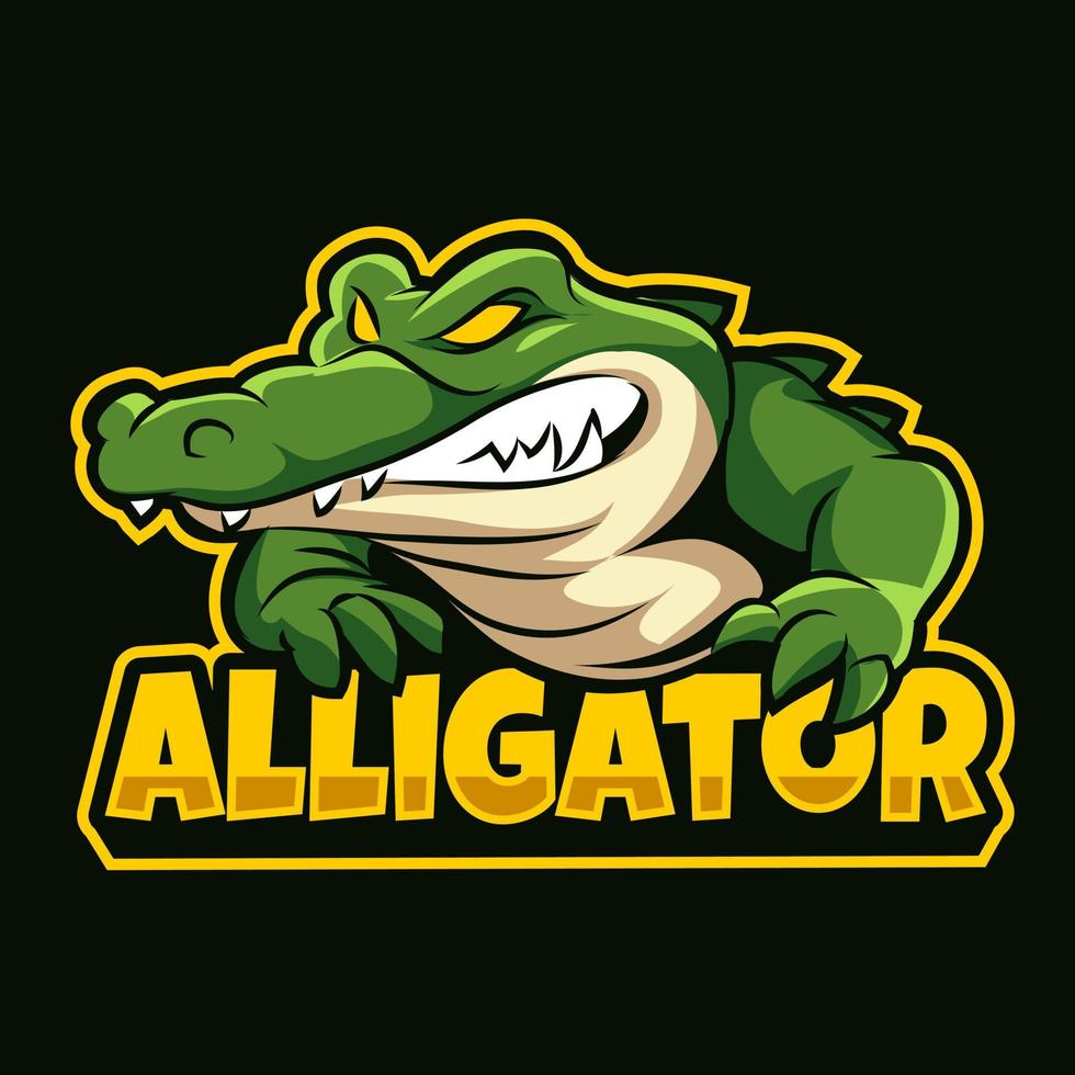 alligatore, mascotte esports logo illustrazione vettoriale per giochi e streamer