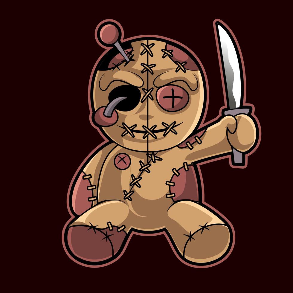 illustrazione vettoriale del logo della mascotte della bambola voodo