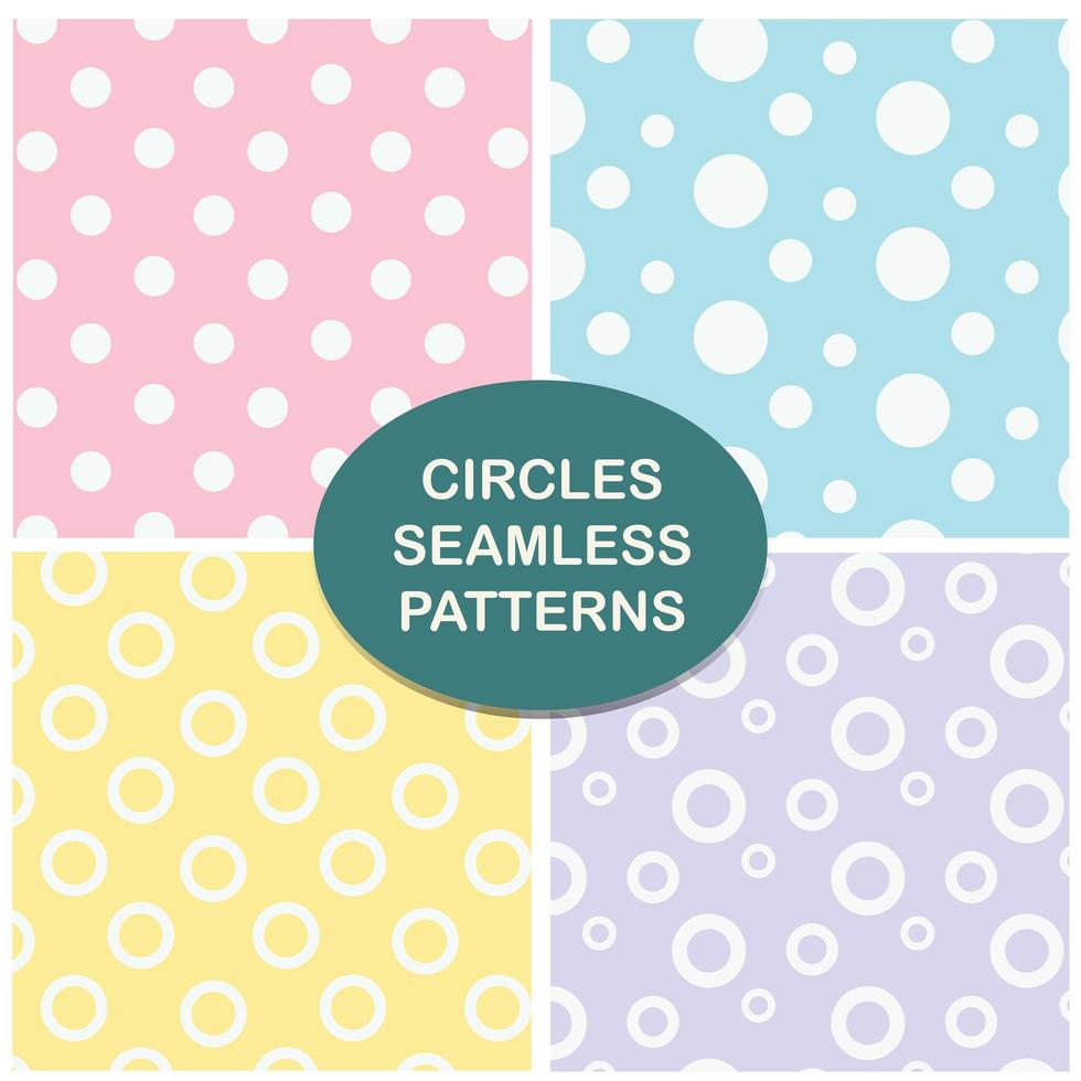 cerchi pastello seamless pattern set vettore