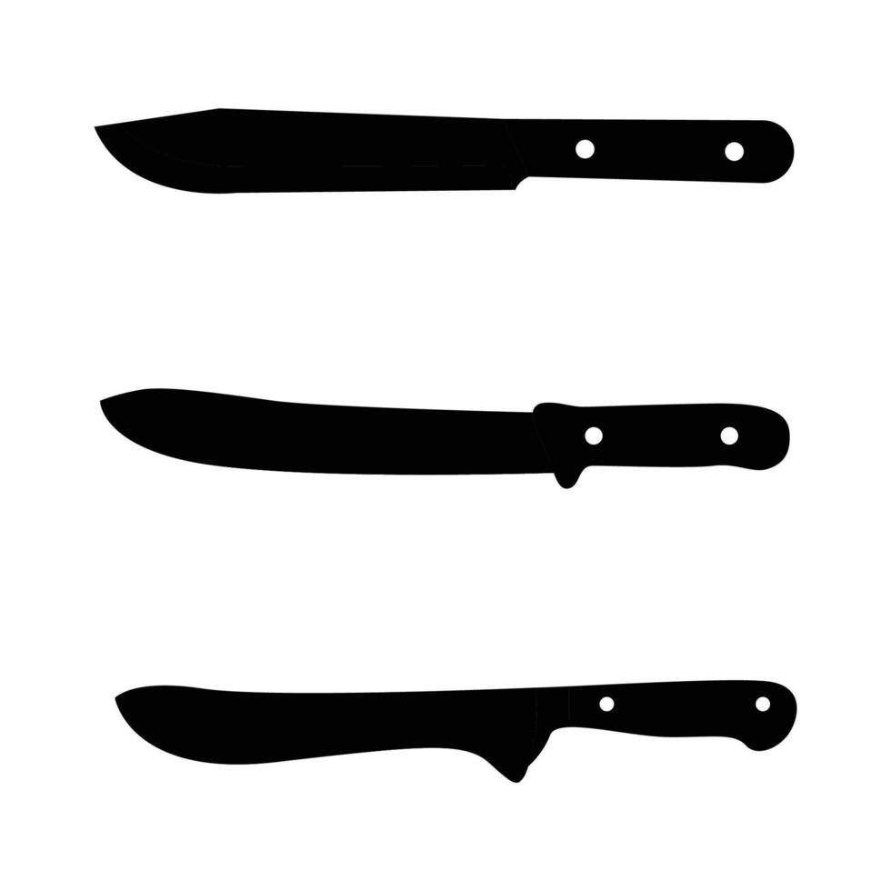 sagoma di coltello da cucina. elemento di design icona bianco e nero coltello da macellaio su sfondo bianco isolato vettore