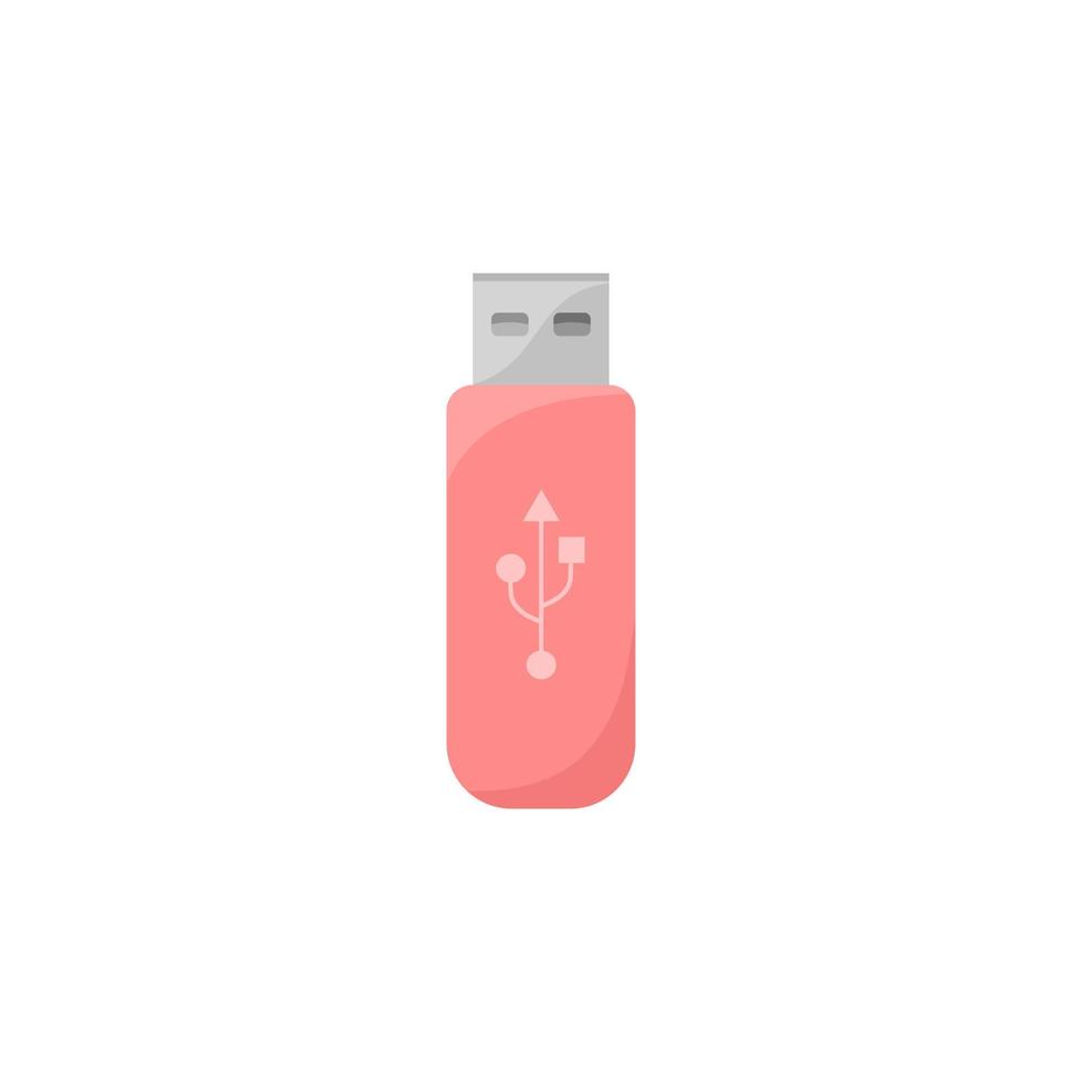 chiavetta USB isolata. dispositivo di archiviazione digitale flash drive. supporto dati usb su sfondo bianco. illustrazione piatta vettoriale