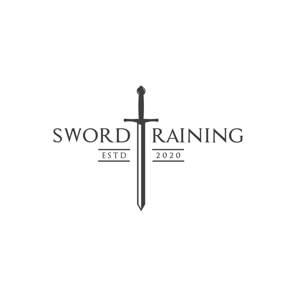 tipografia di addestramento della spada per l'ingegneria civile e il vettore di progettazione del logo dell'industria edile