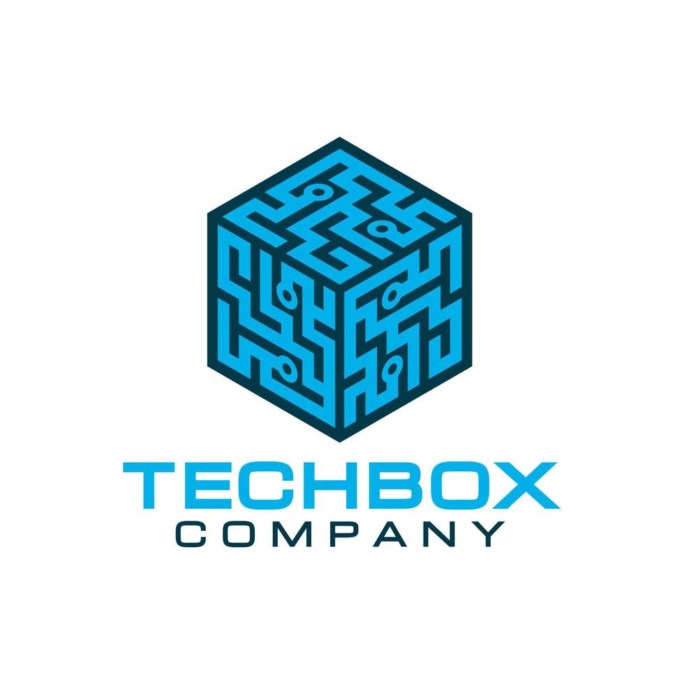 circuito tech box sviluppo software dati digitali logo creativo design vettore