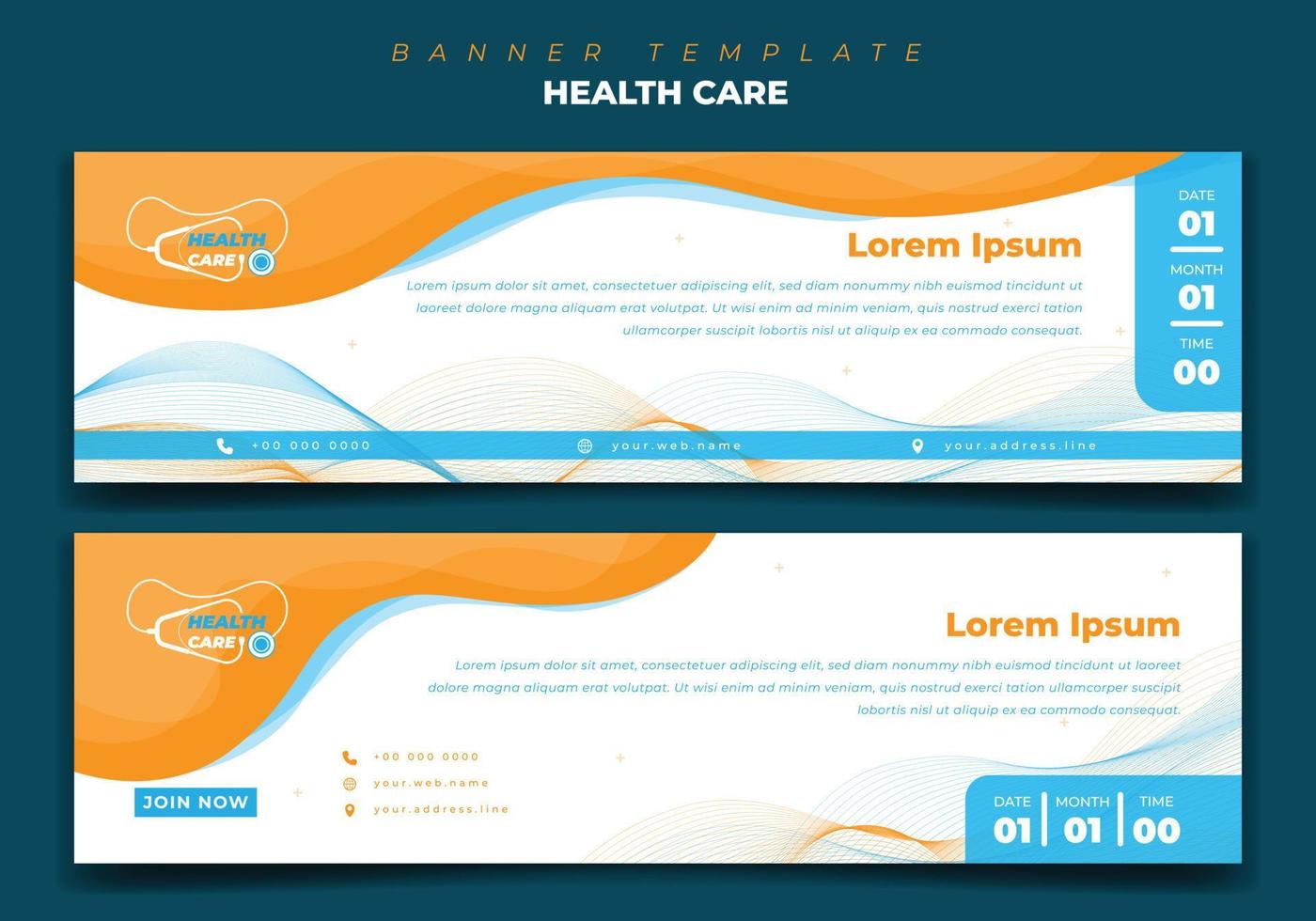 design del modello di banner web con sfondo astratto per la progettazione sanitaria vettore