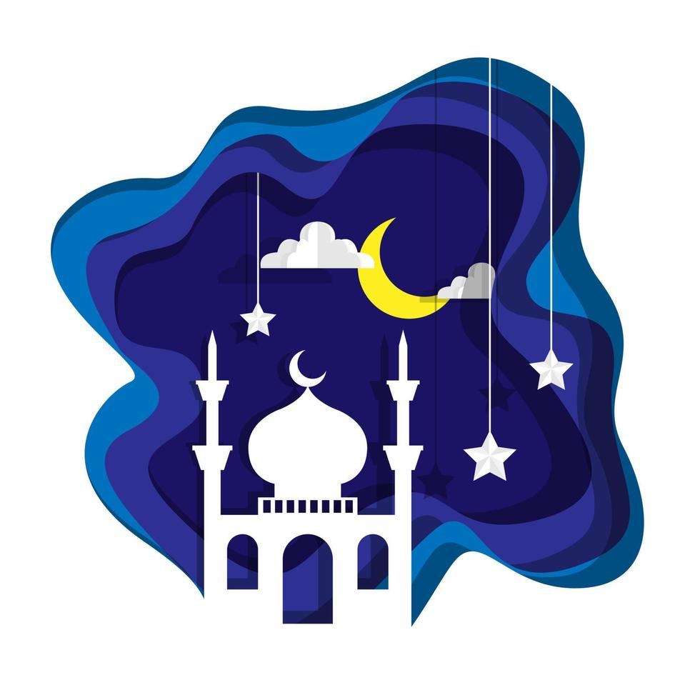 design artistico per il taglio della carta ramadan. adatto per prodotti ramadan vettore