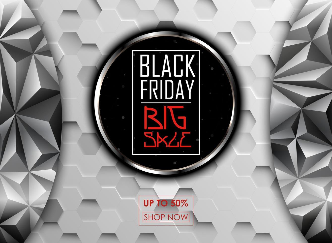 illustrazione vettoriale del grande poster di vendita del venerdì nero con sfondo rotondo nero