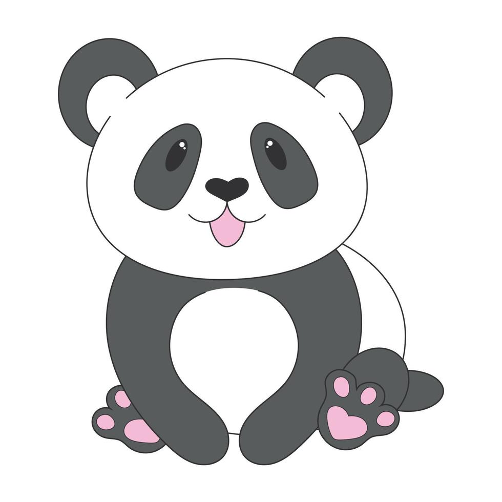 simpatico cartone animato panda isolato su sfondo bianco. elemento di design separato vettore