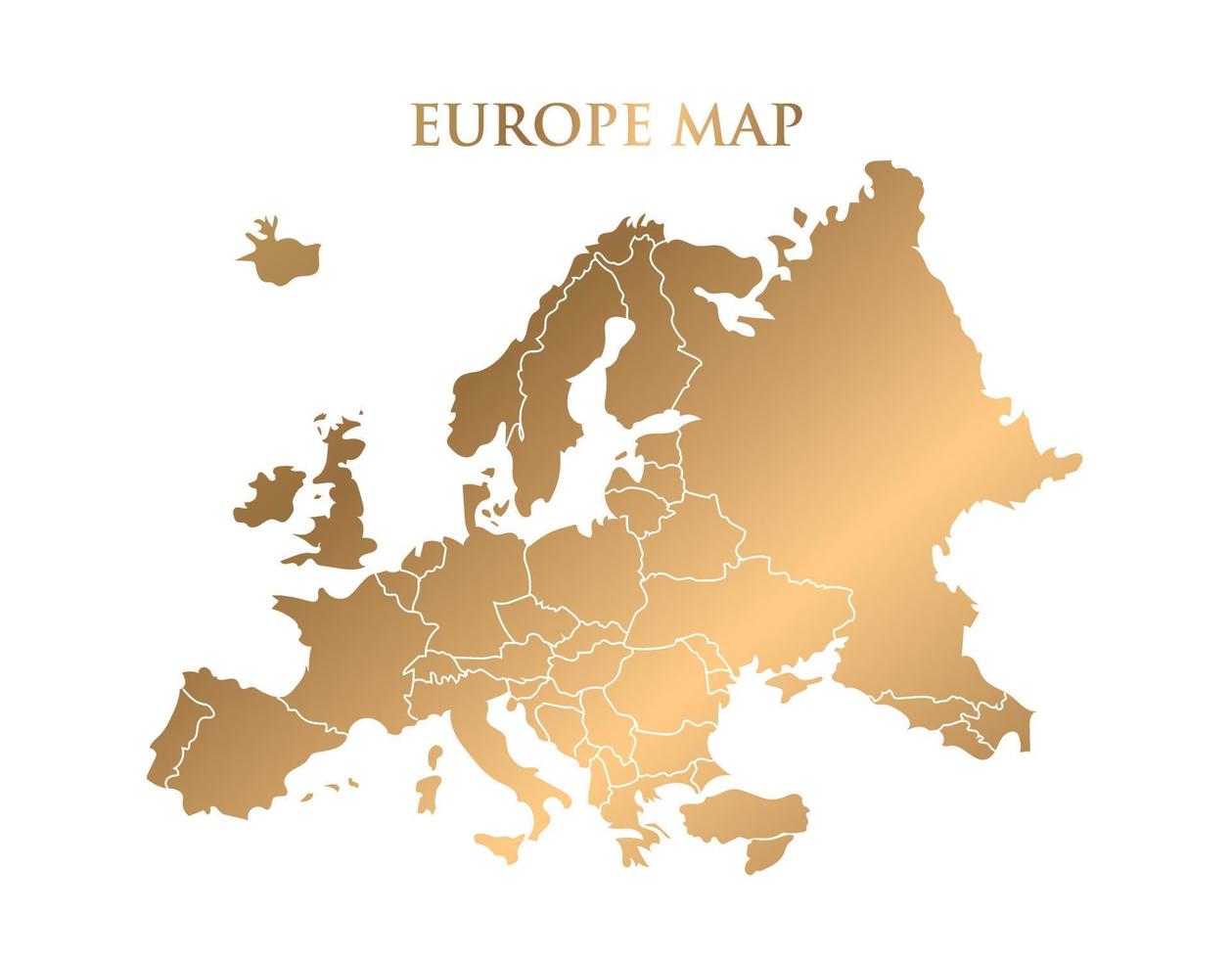 mappa oro europa alta dettagliata su sfondo bianco. disegno astratto illustrazione vettoriale eps 10