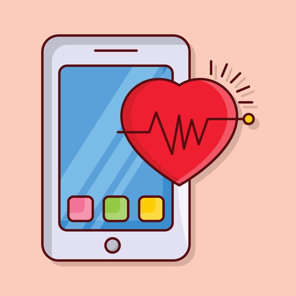 illustrazione vettoriale di battito cardiaco mobile su uno sfondo simboli di qualità premium. icone vettoriali per il concetto e la progettazione grafica.