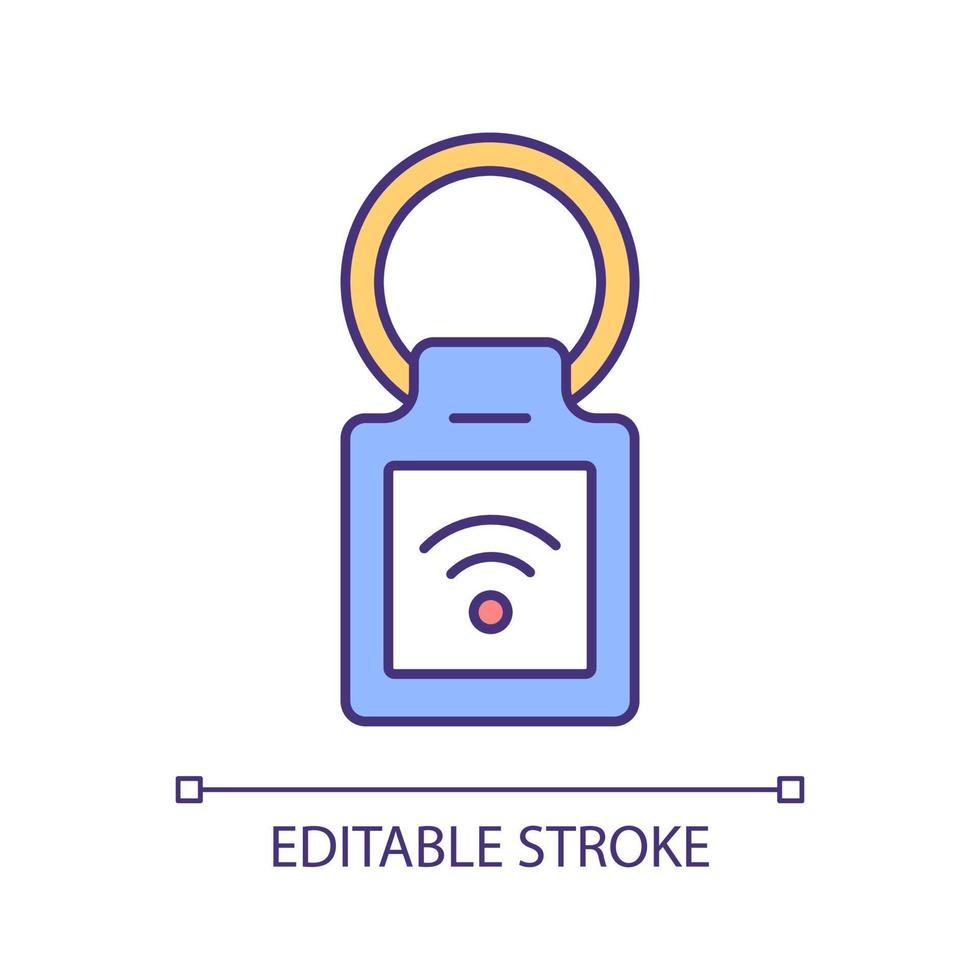 icona colore rgb portachiavi wireless. accesso wifi alla serratura dell'automobile e del veicolo. telecomando per la tecnologia. illustrazione vettoriale isolata. semplice disegno a tratteggio pieno. tratto modificabile. carattere arial utilizzato