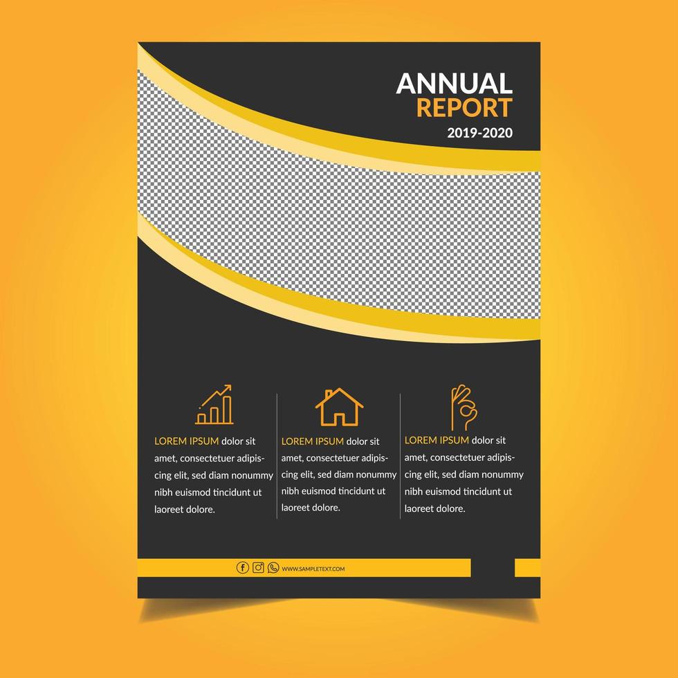 modello di volantino giallo e nero per ufficio aziendale vettore