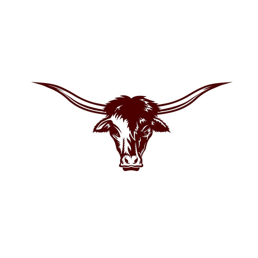 stile vintage testa di bovino longhorn del texas vettore