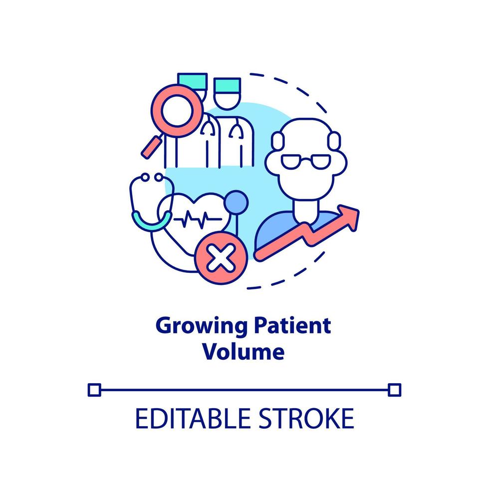 icona del concetto di volume del paziente in crescita vettore