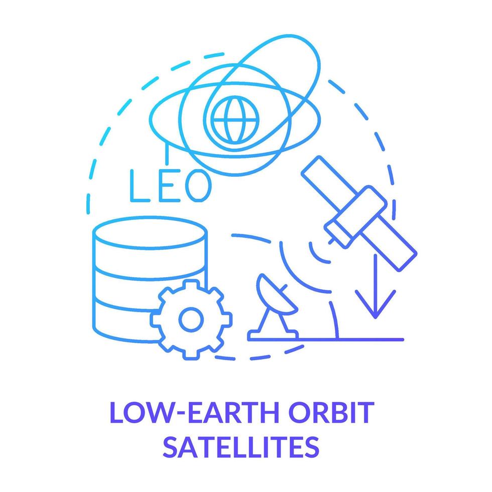 icona del concetto di gradiente blu dei satelliti in orbita terrestre bassa vettore