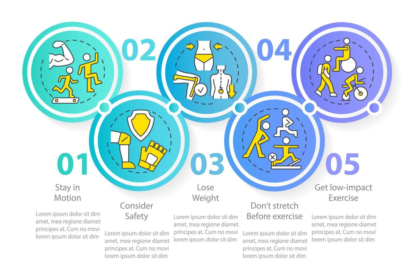 mantenendo le articolazioni punte sane cerchio modello infografico vettore