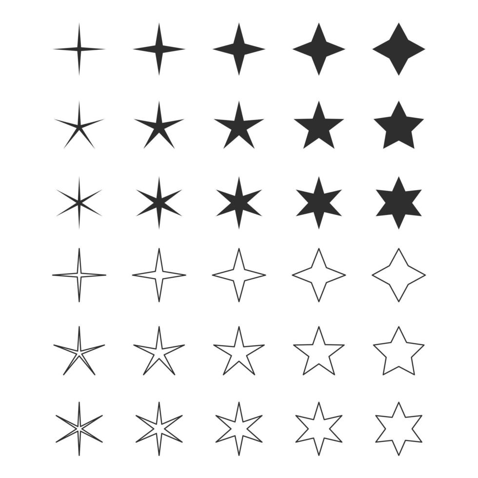grande insieme vettoriale di diverse icone di stelle