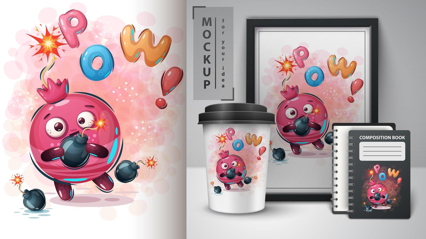 melograno con bomba poster e merchandising vettore