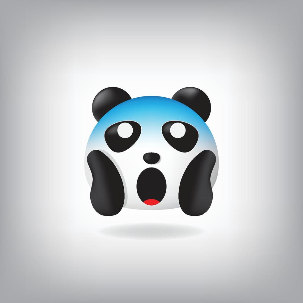 faccia urlando paura emoticon panda vettore