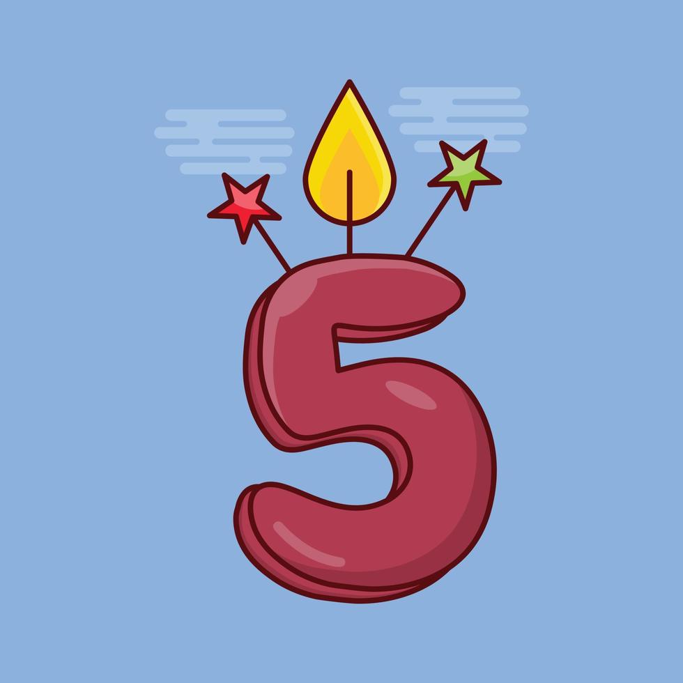 illustrazione vettoriale di cinque anni di candela su uno sfondo simboli di qualità premium. icone vettoriali per il concetto e la progettazione grafica.