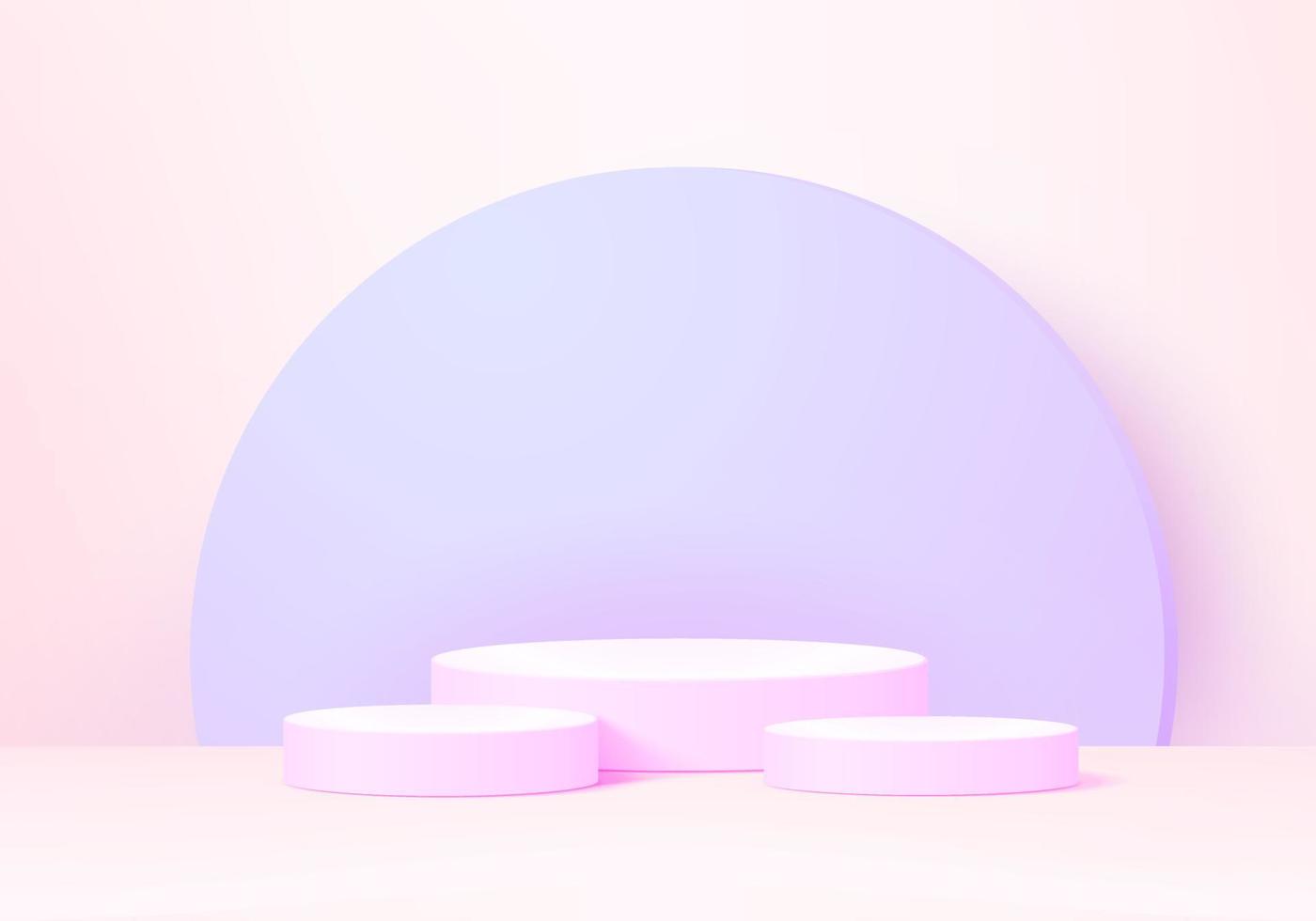 I prodotti di sfondo 3d mostrano la scena del podio con una piattaforma geometrica per mostrare i prodotti cosmetici. vetrina scenica su piedistallo espositore rosa studio vettore