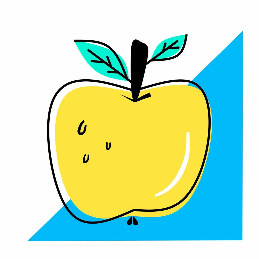 icona piatta di frutta mela gialla vettore