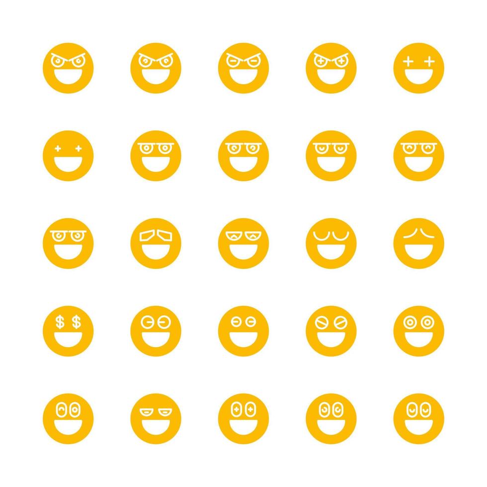 set di emoticon carine con sorriso giallo vettore