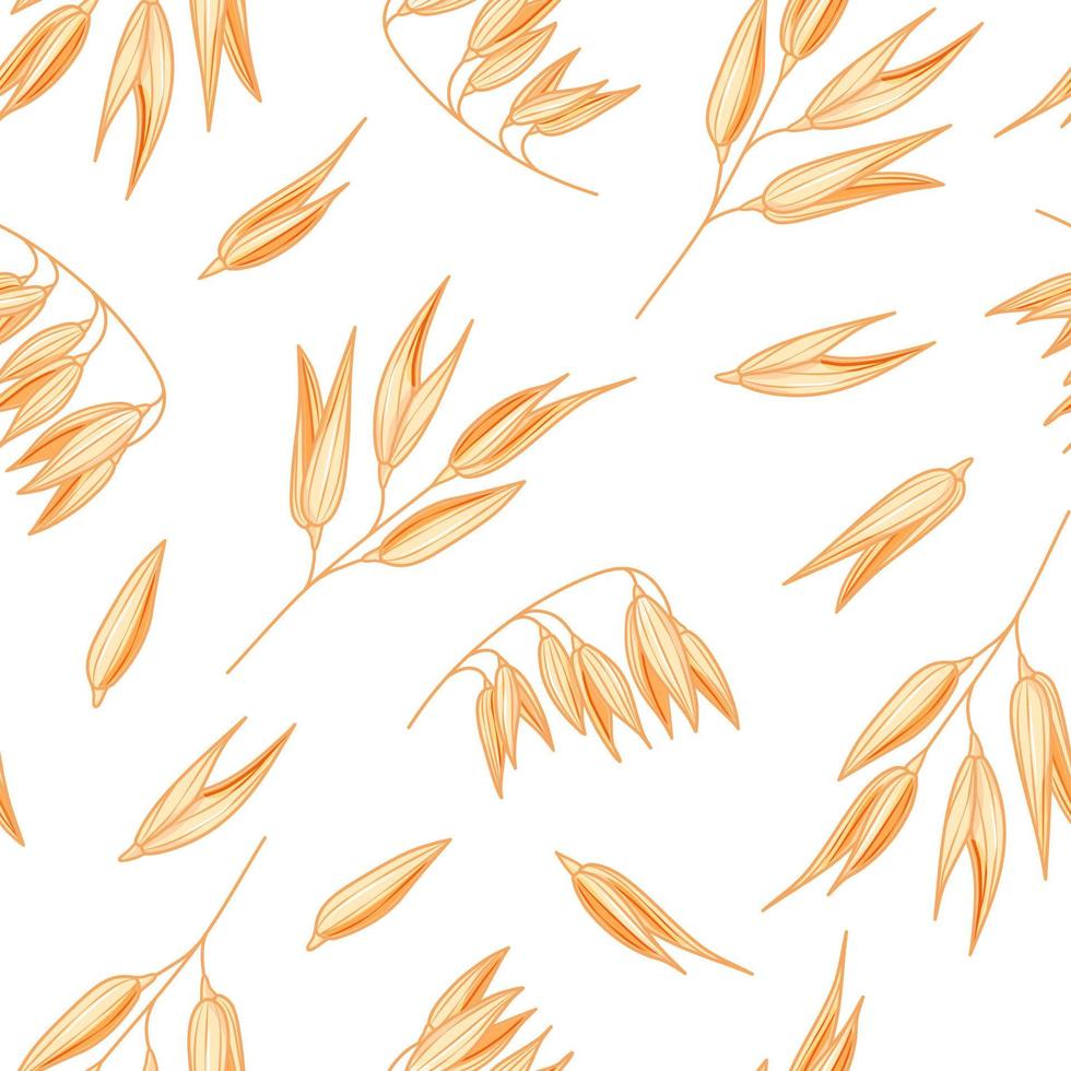 avena senza cuciture su sfondo bianco. illustrazione di farina d'avena vettoriale. modello di pianta di grano di farro. carta da parati con farina d'avena naturale vettore