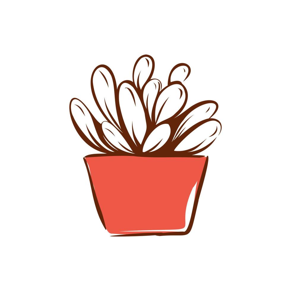 cactus in un'illustrazione disegnata a mano del vaso. Home decor. vettore. vettore