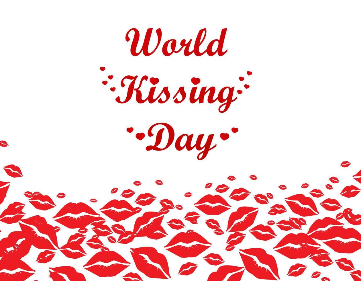 scritta della giornata mondiale del bacio nelle labbra. modello per carta, poster, stampa. vettore
