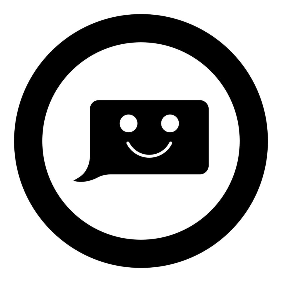 commento sorriso messaggio icona nera in cerchio vettore