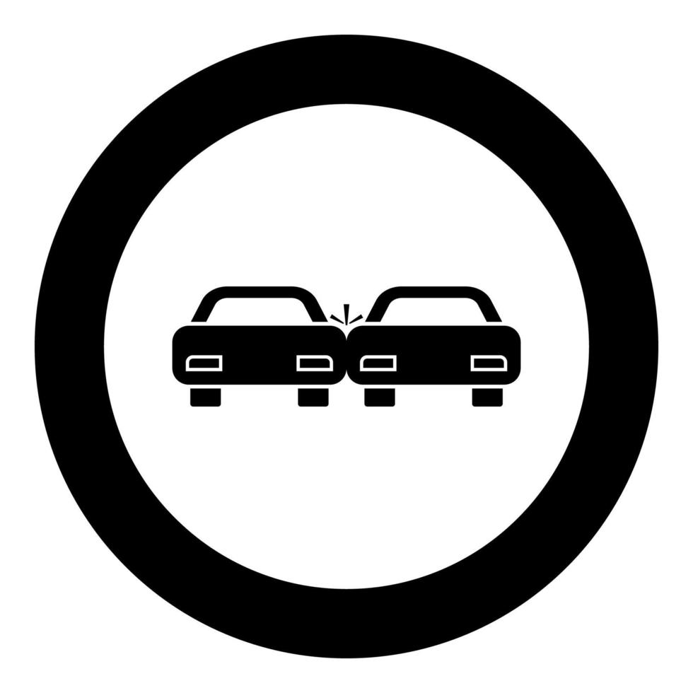 icona di auto incidentate colore nero in cerchio vettore