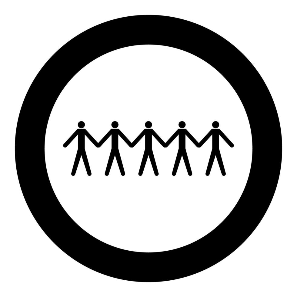 icona del concetto di lavoro di squadra colore nero in cerchio vettore