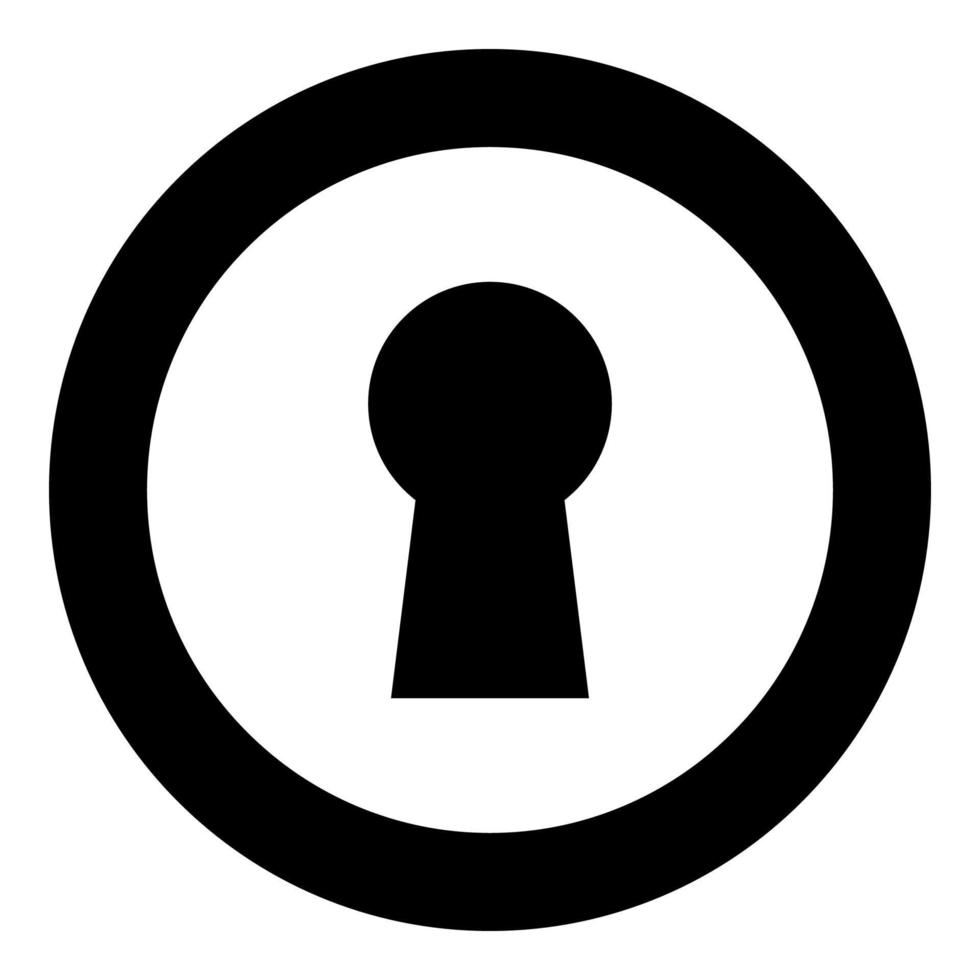 icona del buco della serratura colore nero in cerchio vettore
