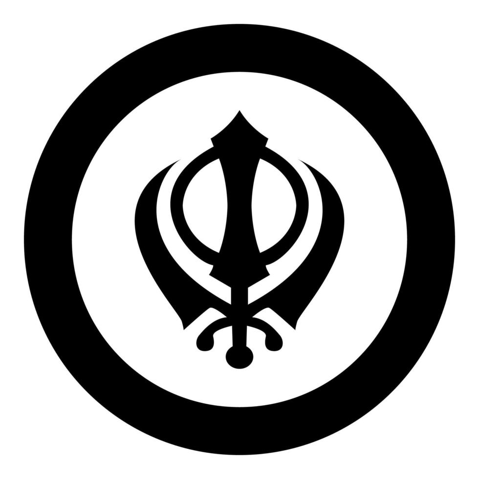 simbolo khanda simbolo sikhi icona colore nero illustrazione vettoriale semplice immagine