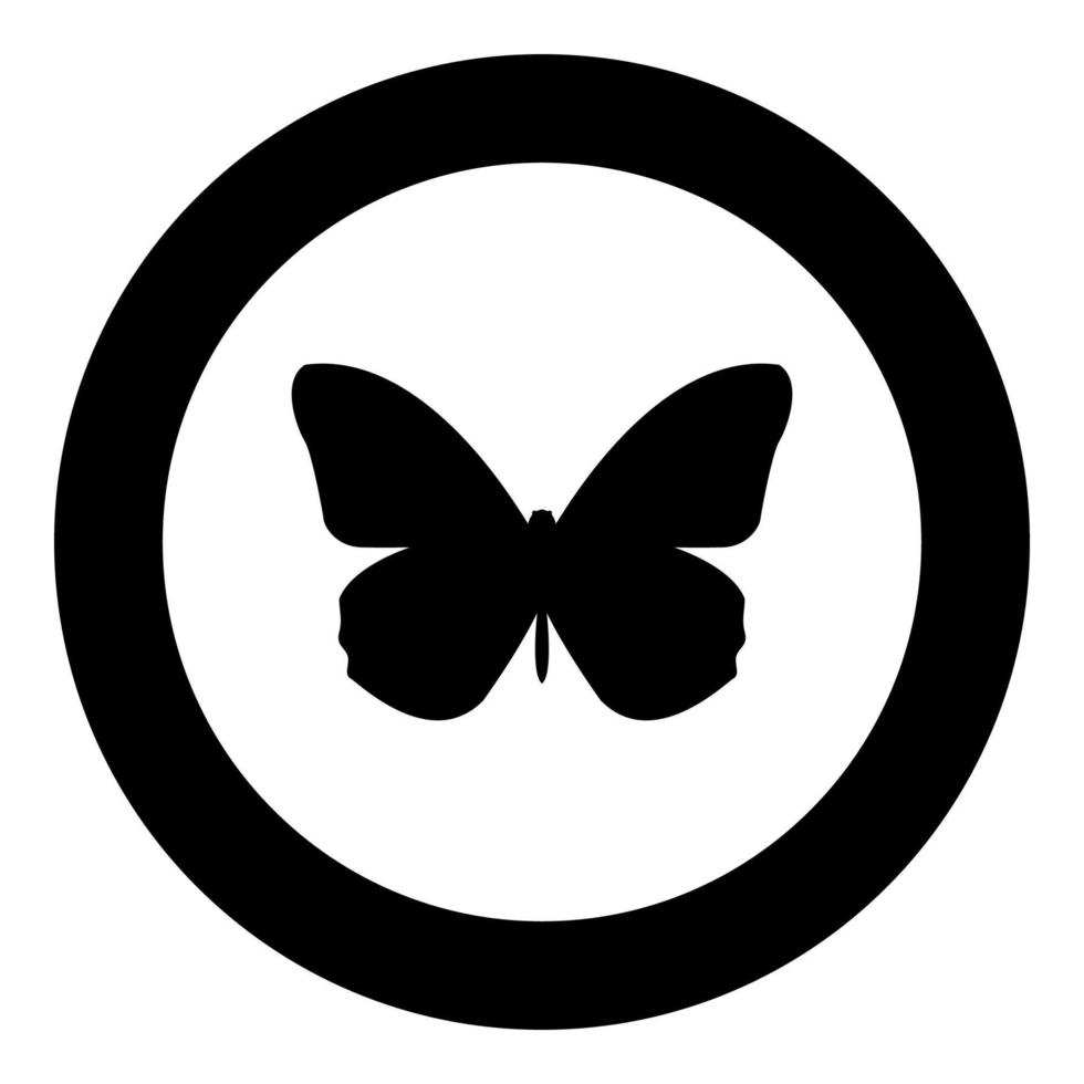 icona farfalla colore nero in cerchio vettore