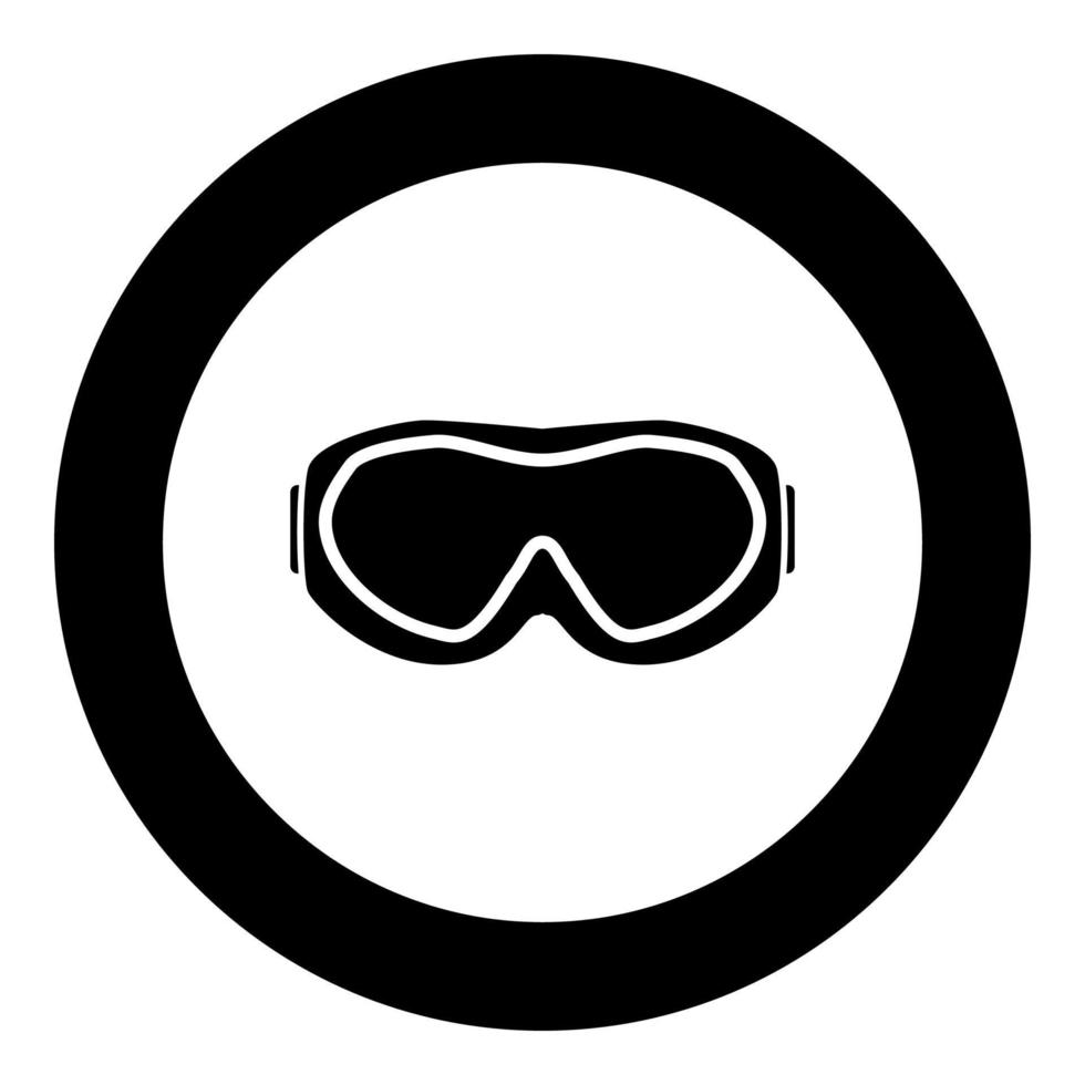 occhiali da sci icona colore nero in cerchio vettore
