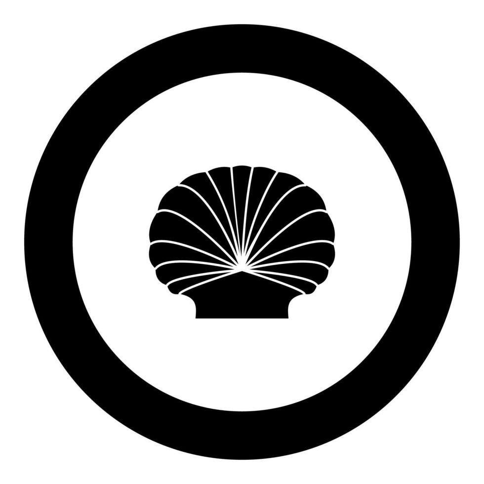 icona nera della shell nell'illustrazione vettoriale del cerchio