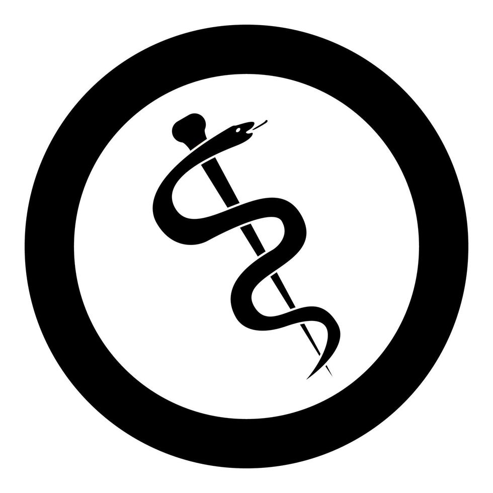 caduceo o personale di asclepio icona simbolo colore nero illustrazione vettoriale semplice immagine