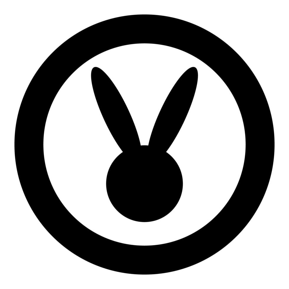 icona della testa di coniglio o lepre colore nero in cerchio vettore