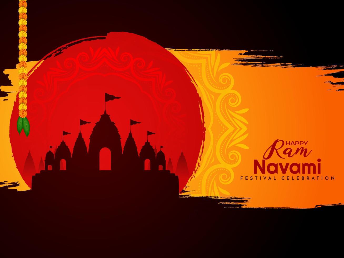 felice ram navami festival indù culturale augura la carta di celebrazione vettore