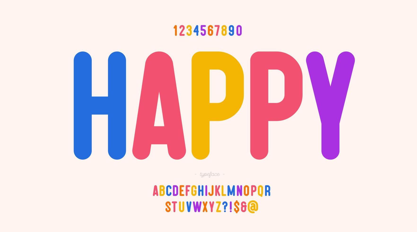 tipografia moderna di stile colorato di carattere felice di vettore