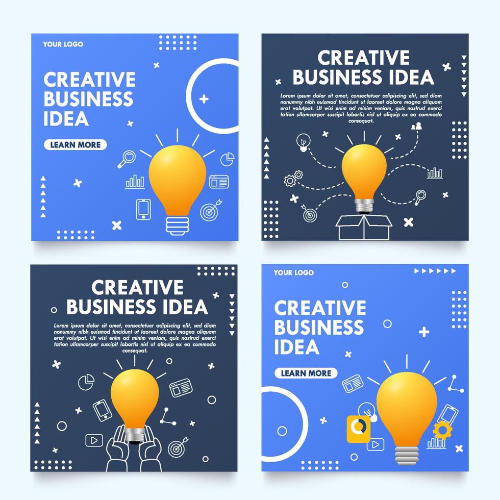 modello di post sui social media di idea di business creativo vettore