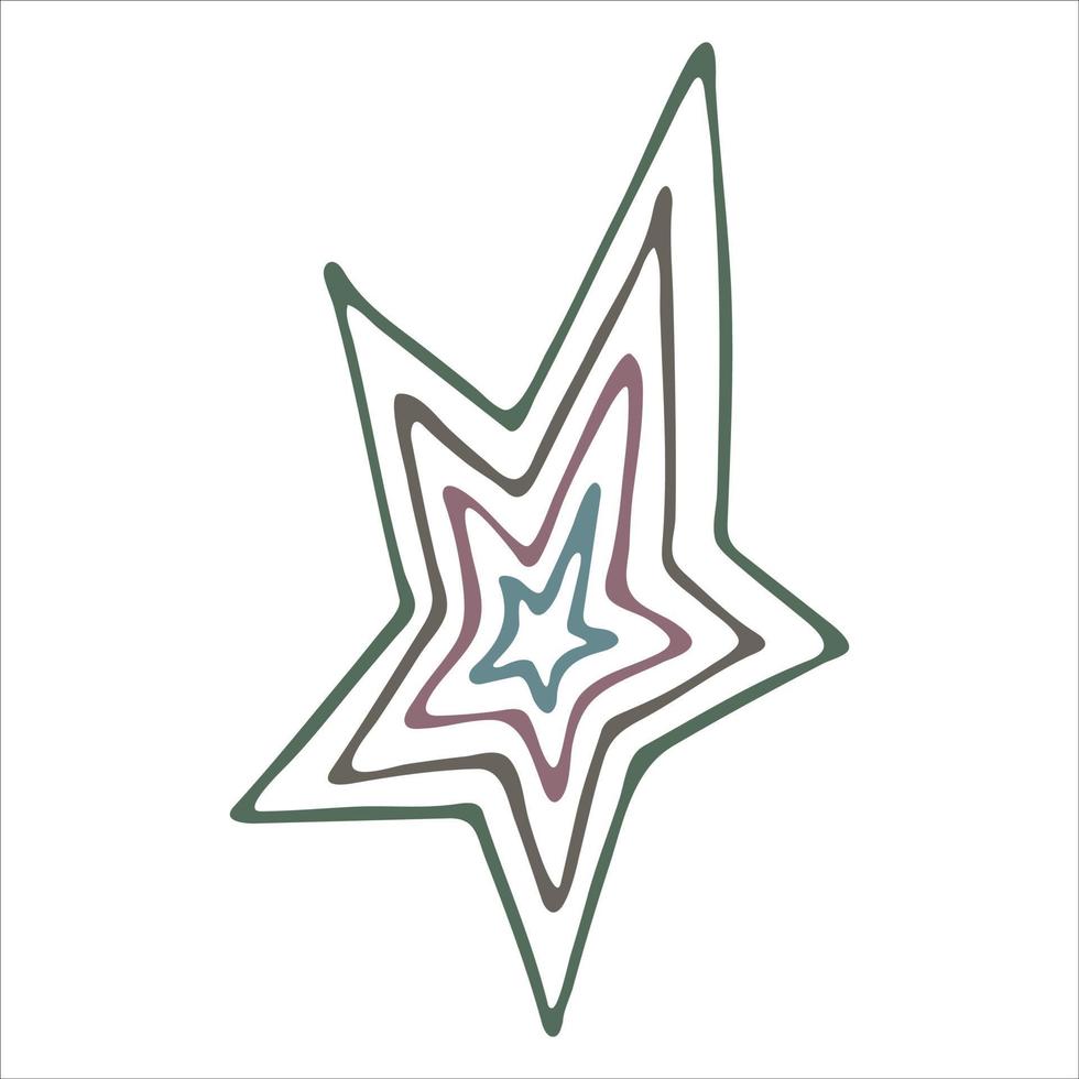 illustrazione della stella disegnata a mano di vettore. carino colorato doodle isolato su sfondo bianco. per stampa, web, biglietto di auguri, design, arredamento. vettore