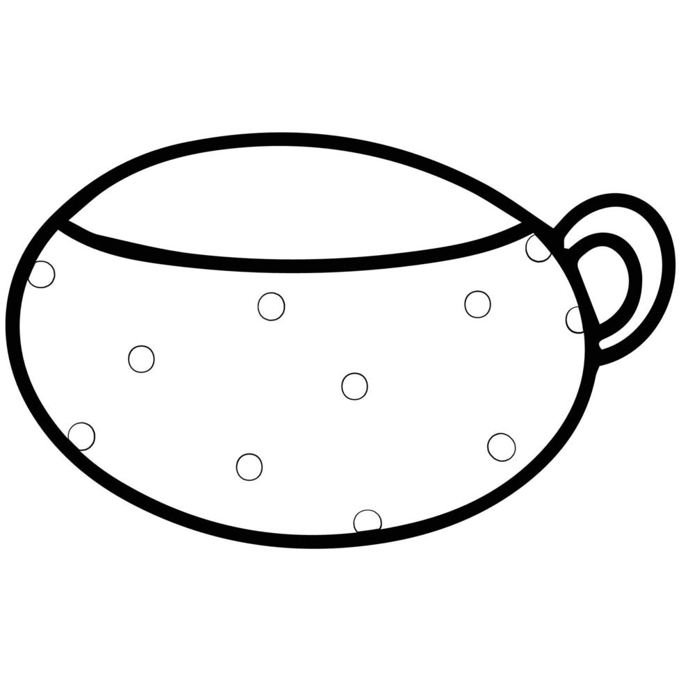 tazza da tè con motivo carino, tazza da caffè, illustrazione disegnata a mano di doodle art. vettore