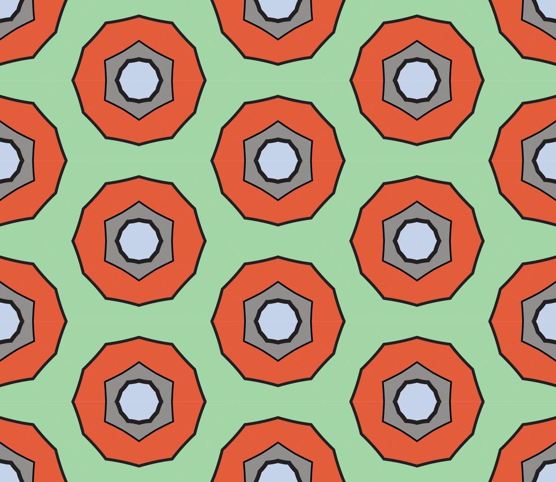 modello senza cuciture del fiore geometrico astratto di doodle colorato. sfondo floreale. mosaico caleidoscopio, geo piastrella di ornamento a linea sottile. vettore