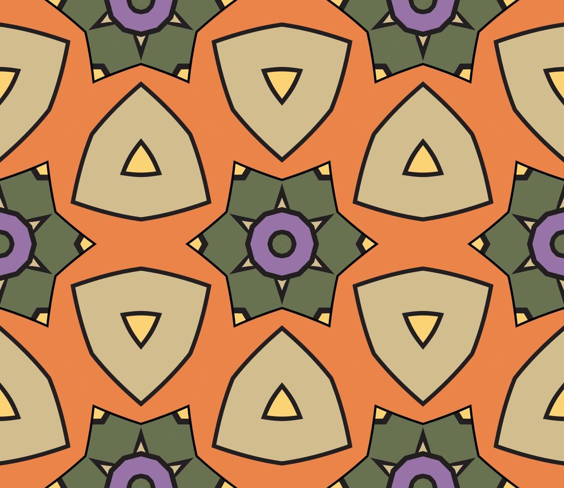 modello senza cuciture del fiore geometrico astratto di doodle colorato. sfondo floreale. mosaico caleidoscopio, geo piastrella di ornamento a linea sottile. vettore