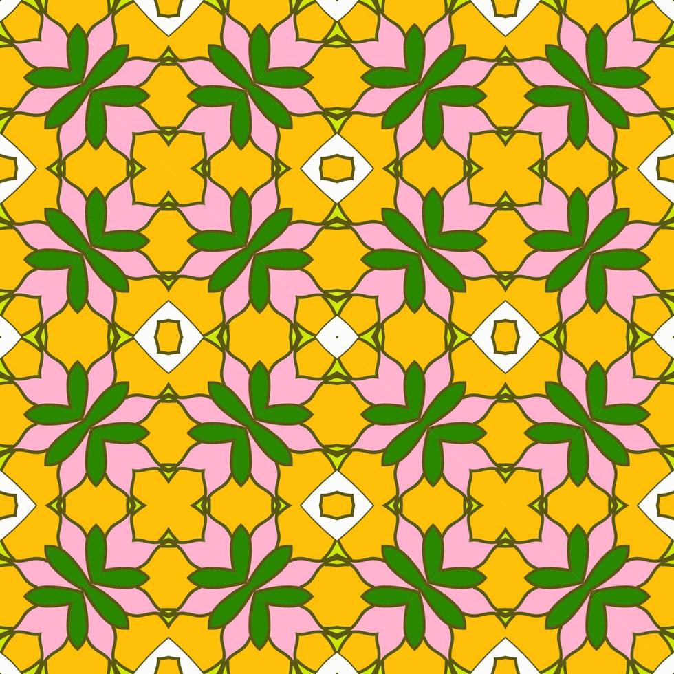 modello senza cuciture del fiore geometrico astratto di doodle colorato. sfondo floreale. mosaico caleidoscopio, geo piastrella di ornamento a linea sottile. vettore