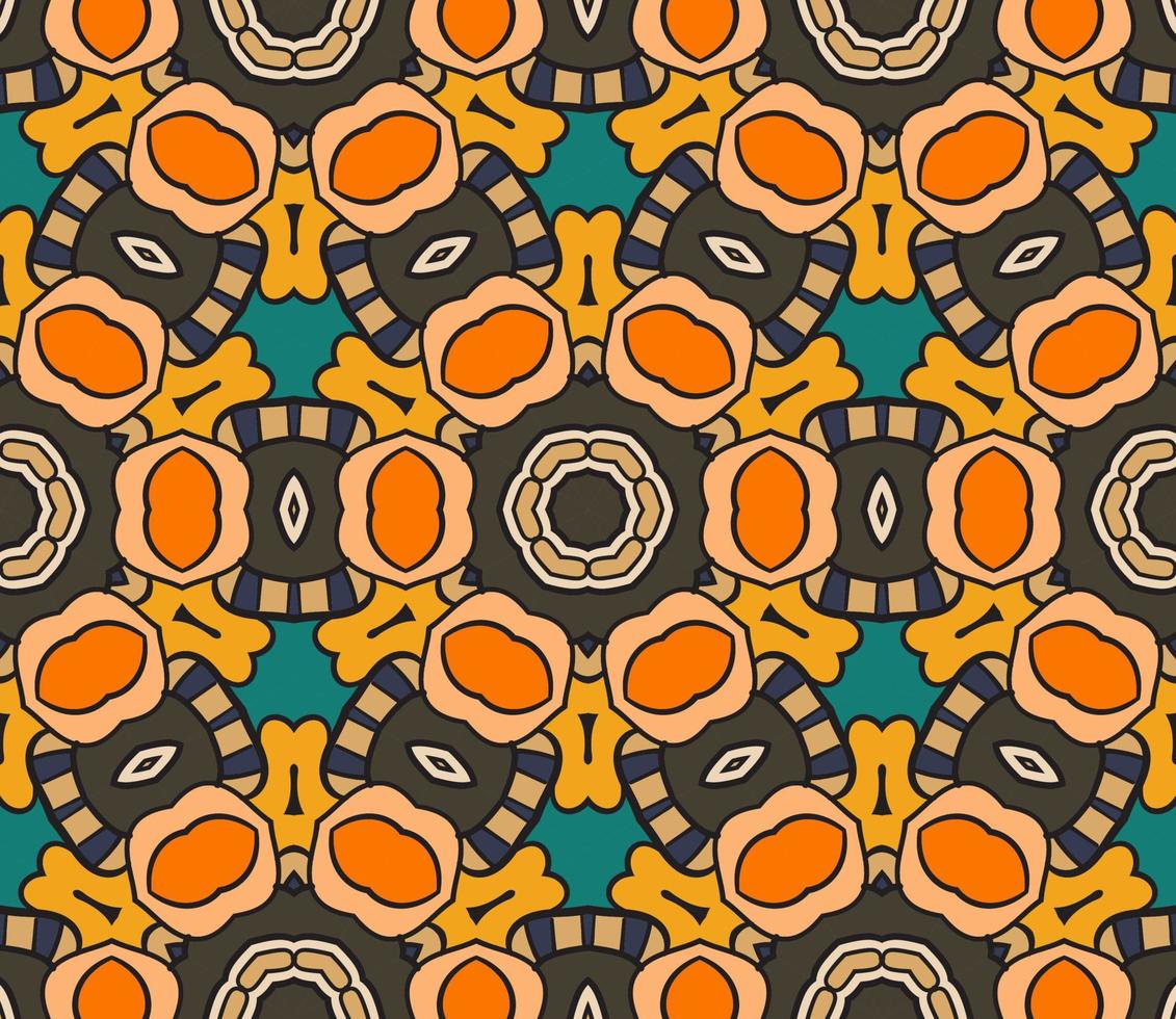 modello senza cuciture del fiore geometrico astratto di doodle colorato. sfondo floreale. mosaico, geo piastrella di ornamento di linea sottile. vettore