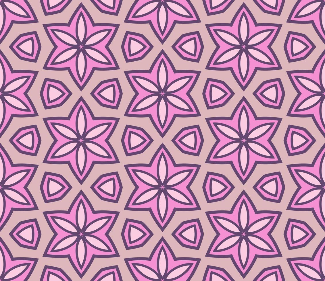 modello senza cuciture del fiore geometrico astratto di doodle colorato. sfondo floreale. mosaico caleidoscopio, geo piastrella di ornamento a linea sottile. vettore